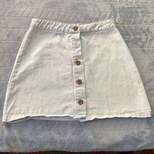 Blue wash d denim mini skirt